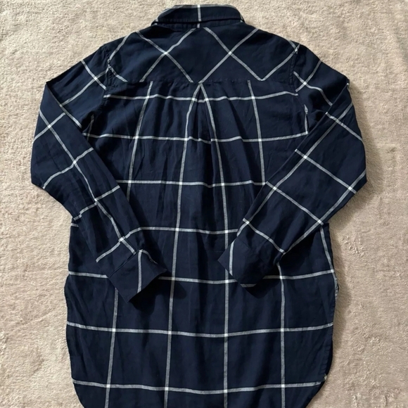 Athleta Shirt Navy Blue/White Presidio Windowpane Plaid Popover Tunic Top Sz XL - Picture 5 of 7